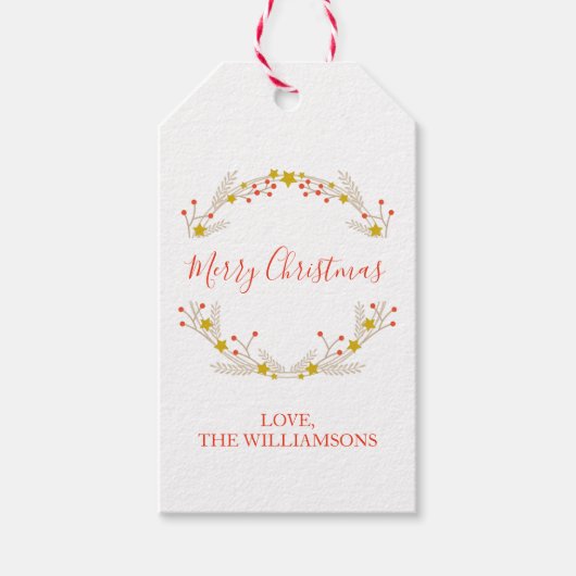 メリークリスマスボタニカルホリデーリースクラフト ギフトタグ (正面)