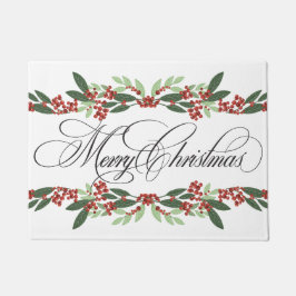 メリークリスマスボタニカルホリデー ドアマット
