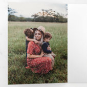 メリークリスマスボタニカルリースホリデーフォト 三つ折り招待状 (内部最初)