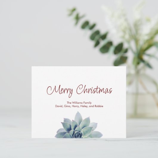 メリークリスマスボタニカル多肉植物 シーズンポストカード (スタンド正面)