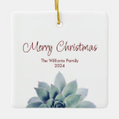 メリークリスマスボタニカル多肉植物 セラミックオーナメント (正面)