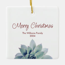 メリークリスマスボタニカル多肉植物 セラミックオーナメント