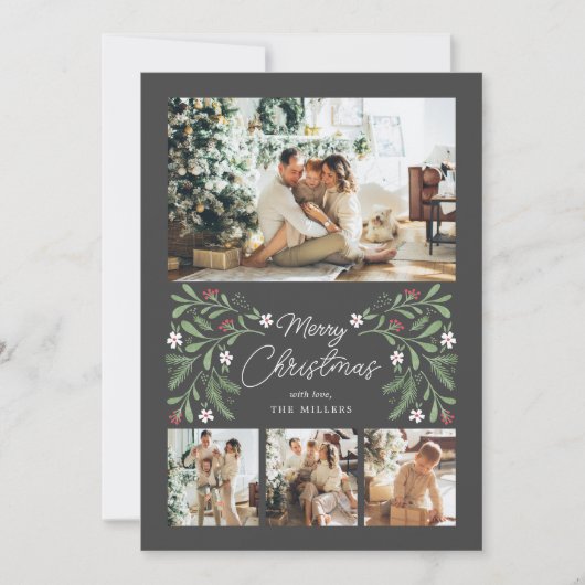 メリークリスマスボタニカル4フォトカード シーズンカード (正面)