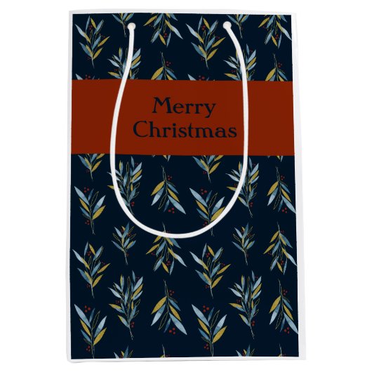 メリークリスマスボタニーブークスパターン抱き枕 ミディアムペーパーバッグ (正面)