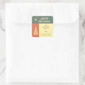 メリークリスマスボホの陽気な色のブロック スクエアシール (バッグ)