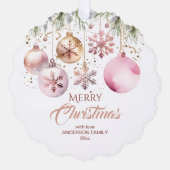 メリークリスマスボホモダンメタリック写真テンプレート オーナメントカード (正面)