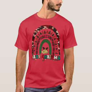 メリークリスマスボホレオパード水牛プレイドパターン Tシャツ