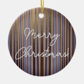 メリークリスマスボホ金ゴールドグリッターピンク薄紫 セラミックオーナメント (正面)