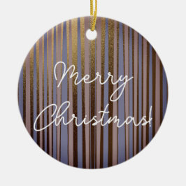 メリークリスマスボホ金ゴールドグリッターピンク薄紫 セラミックオーナメント