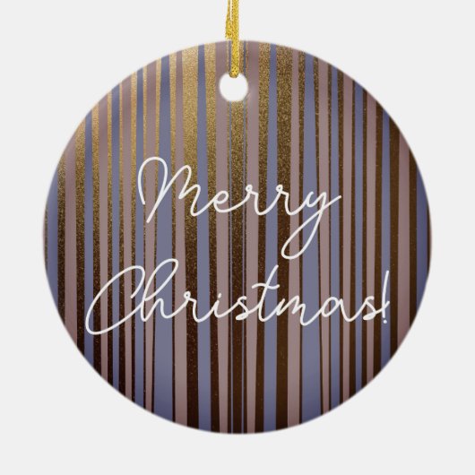 メリークリスマスボホ金ゴールドグリッターピンク薄紫 セラミックオーナメント (裏面)