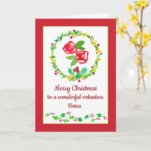 メリークリスマスボランティア名前をカスタムする カード (黄色い花)