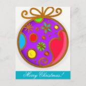 メリークリスマスボーカラフルブルパープルレッド シーズンポストカード (正面)