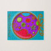 メリークリスマスボーカラフルブルパープルレッド ジグソーパズル (横)