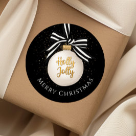 メリークリスマスボーブルブラック ラウンドシール