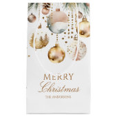 メリークリスマスボーホメタリックバウブルウォーター色 スモールペーパーバッグ (正面)