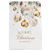 メリークリスマスボーホメタリックバウブルウォーター色 ミディアムペーパーバッグ (裏面)