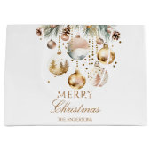 メリークリスマスボーホメタリックバウブルウォーター色 ラージペーパーバッグ (正面)