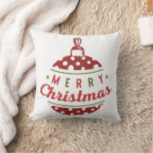 メリークリスマスボールオーナメントレッドホワイト水玉模様 クッション (ブランケット)