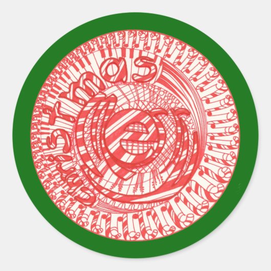 メリークリスマスボールキャンディーステッカー ラウンドシール (正面)