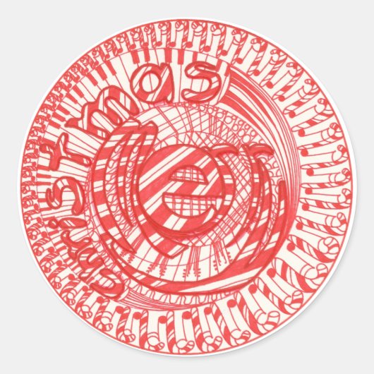 メリークリスマスボールキャンディーズミュージックステッカー ラウンドシール (正面)