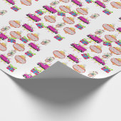 メリークリスマスボールピンクカーラッピング紙 ラッピングペーパー (角)