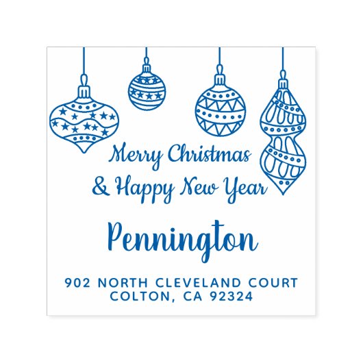 メリークリスマスボールファミリー差出人住所 セルフインキングスタンプ (デザイン)