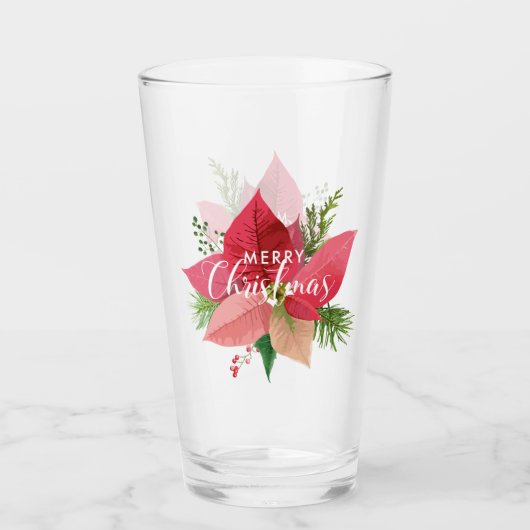 メリークリスマスポインセチアとホリー タンブラーグラス (正面)