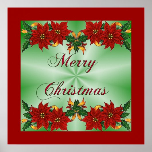 メリークリスマスポインセチアのポスター ポスター (正面)