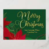 メリークリスマスポインセチアエレガントビジネス金ゴールド 箔シーズンカード (正面)