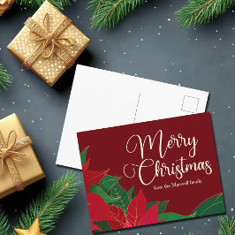 メリークリスマスポインセチアエレガントレッドカスタム ポストカード