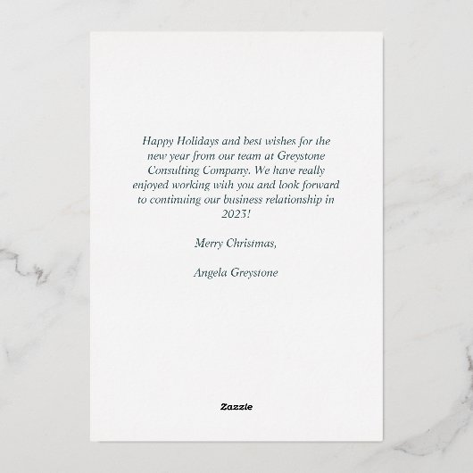 メリークリスマスポインセチアカスタムビジネス金ゴールド 箔シーズンカード (裏面)