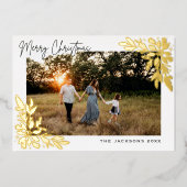 メリークリスマスポインセチアデザイン 箔シーズンカード (正面)