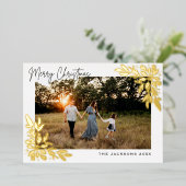 メリークリスマスポインセチアデザイン 箔シーズンカード (立ち正面)