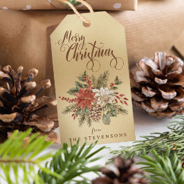 メリークリスマスポインセチアフェイク金ゴールドホリデー ギフトタグ