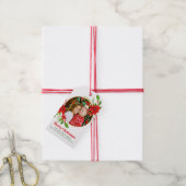 メリークリスマスポインセチアフェスティバル家族写真 ギフトタグ (より糸付き)