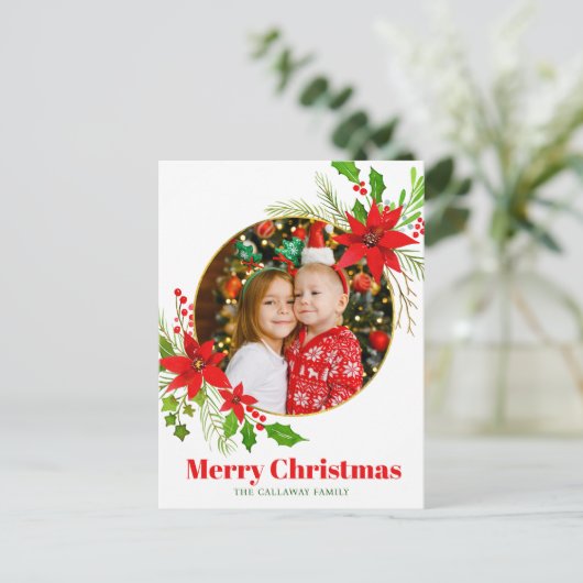 メリークリスマスポインセチアフェスティバル家族写真 シーズンポストカード (スタンド正面)