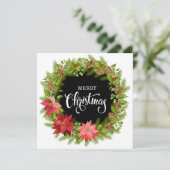 メリークリスマスポインセチアフローラリース編集可能 シーズンカード (スタンド正面)