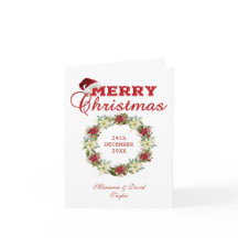 メリークリスマスポインセチアリースモノグラム