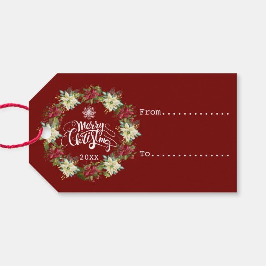 メリークリスマスポインセチアリースモノグラム ギフトタグ (裏面横)