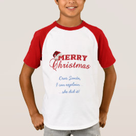 メリークリスマスポインセチアリースモノグラム Tシャツ