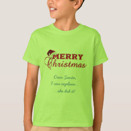 メリークリスマスポインセチアリースモノグラム Tシャツ