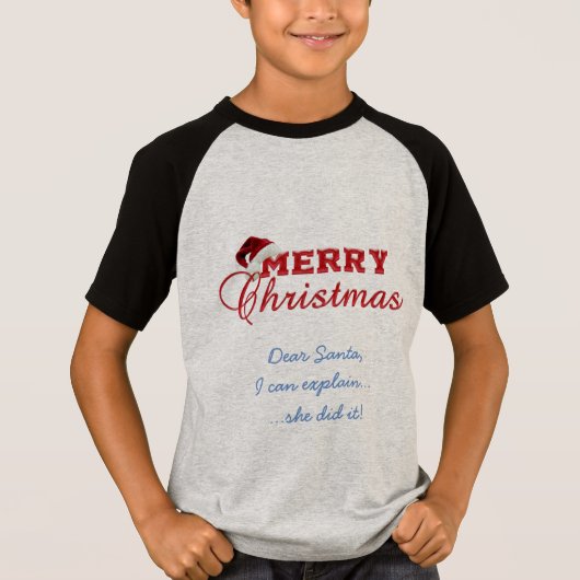 メリークリスマスポインセチアリースモノグラム Tシャツ (正面)