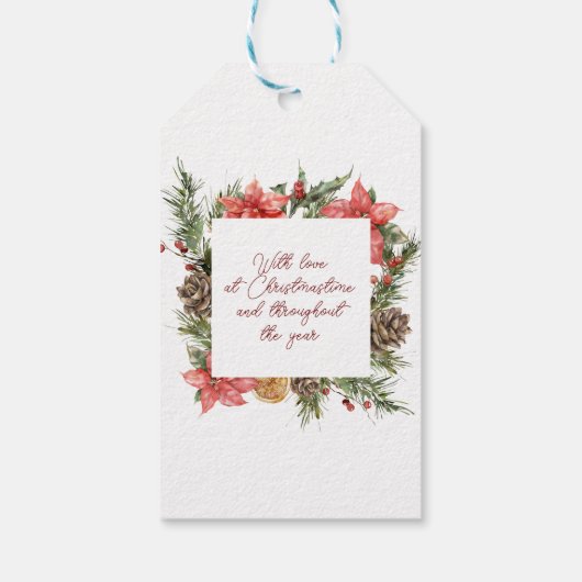 メリークリスマスポインセチア休日ギフトラベル ギフトタグ (裏面)