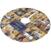 メリークリスマスポインセチア家族の写真コラージュ ブラッシュドポリエステルツリースカート (アングル)