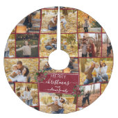 メリークリスマスポインセチア家族の写真コラージュ ブラッシュドポリエステルツリースカート (正面)