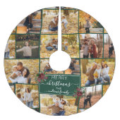 メリークリスマスポインセチア家族の写真コラージュ ブラッシュドポリエステルツリースカート (正面)