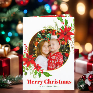 メリークリスマスポインセチア家族の手紙の写真 シーズンカード