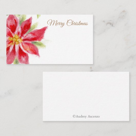 メリークリスマスポインセチア水カラー座席表 プレイスカード (正面/裏面)