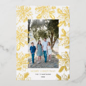 メリークリスマスポインセチア花枠 箔シーズンカード (正面)