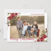 メリークリスマスポインセチア金ゴールド写真 シーズンカード (正面)